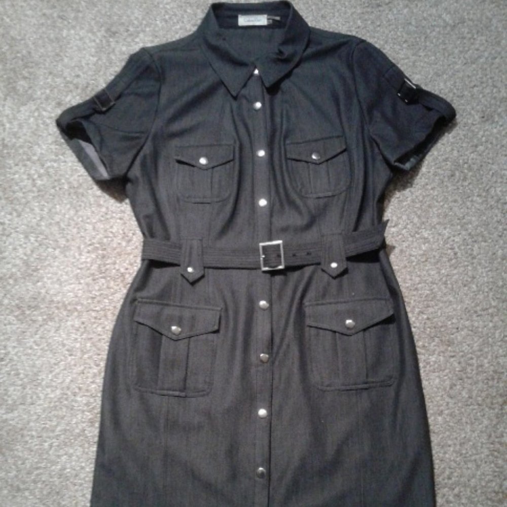 Calvin Klein Black Denim Look Shirtdress